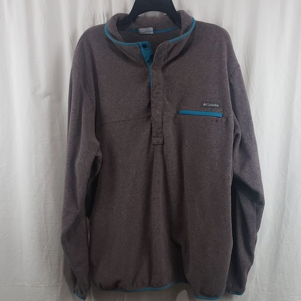 Columbia Men's 2X Brown & Teal Fleece Pullover Snap Down Sweatshirt